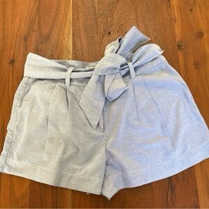 Vineyard Vines NWOT Bow Front Tie Waist Shorts Cornflower Chambray Blue Womens 8